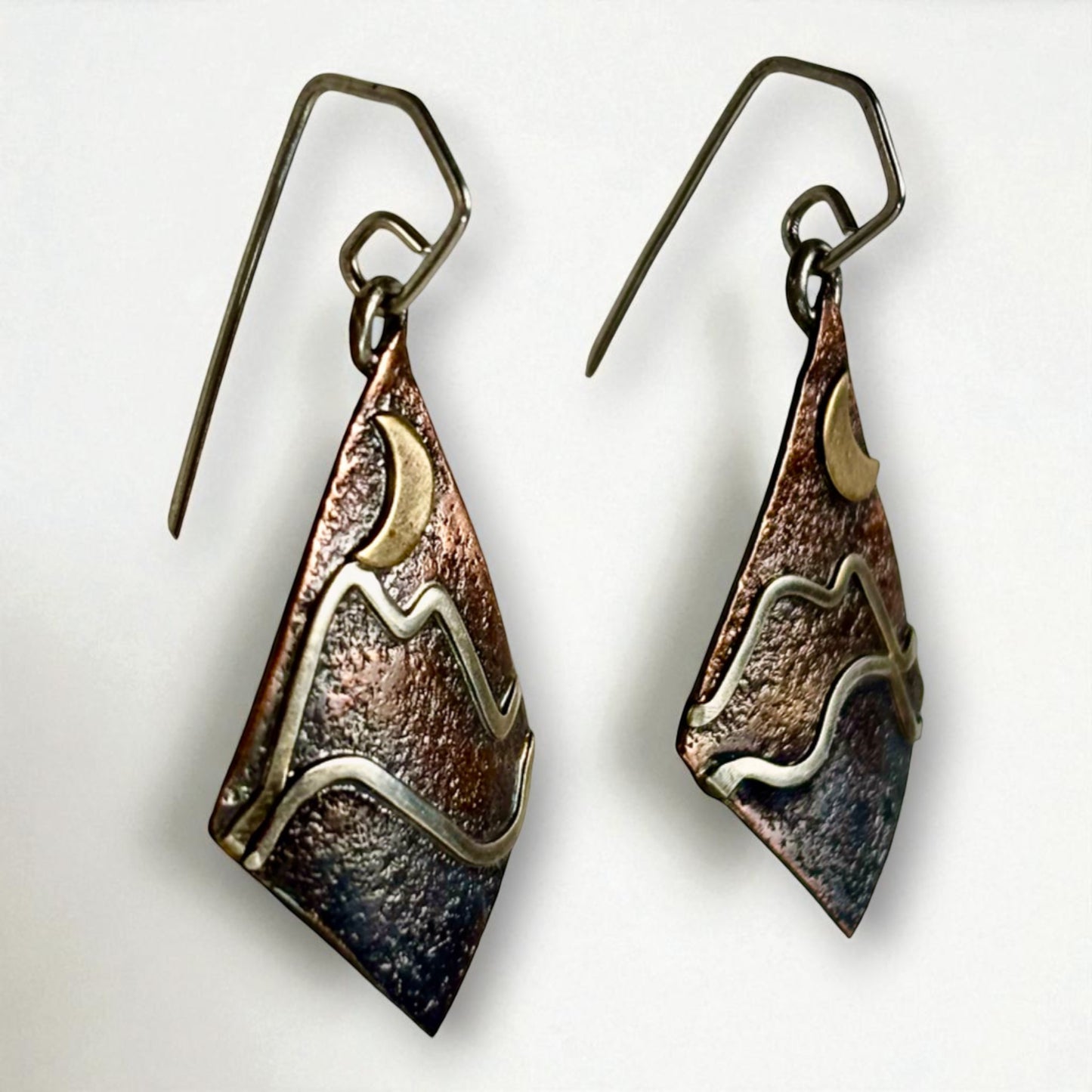 Moon over mountain earrings