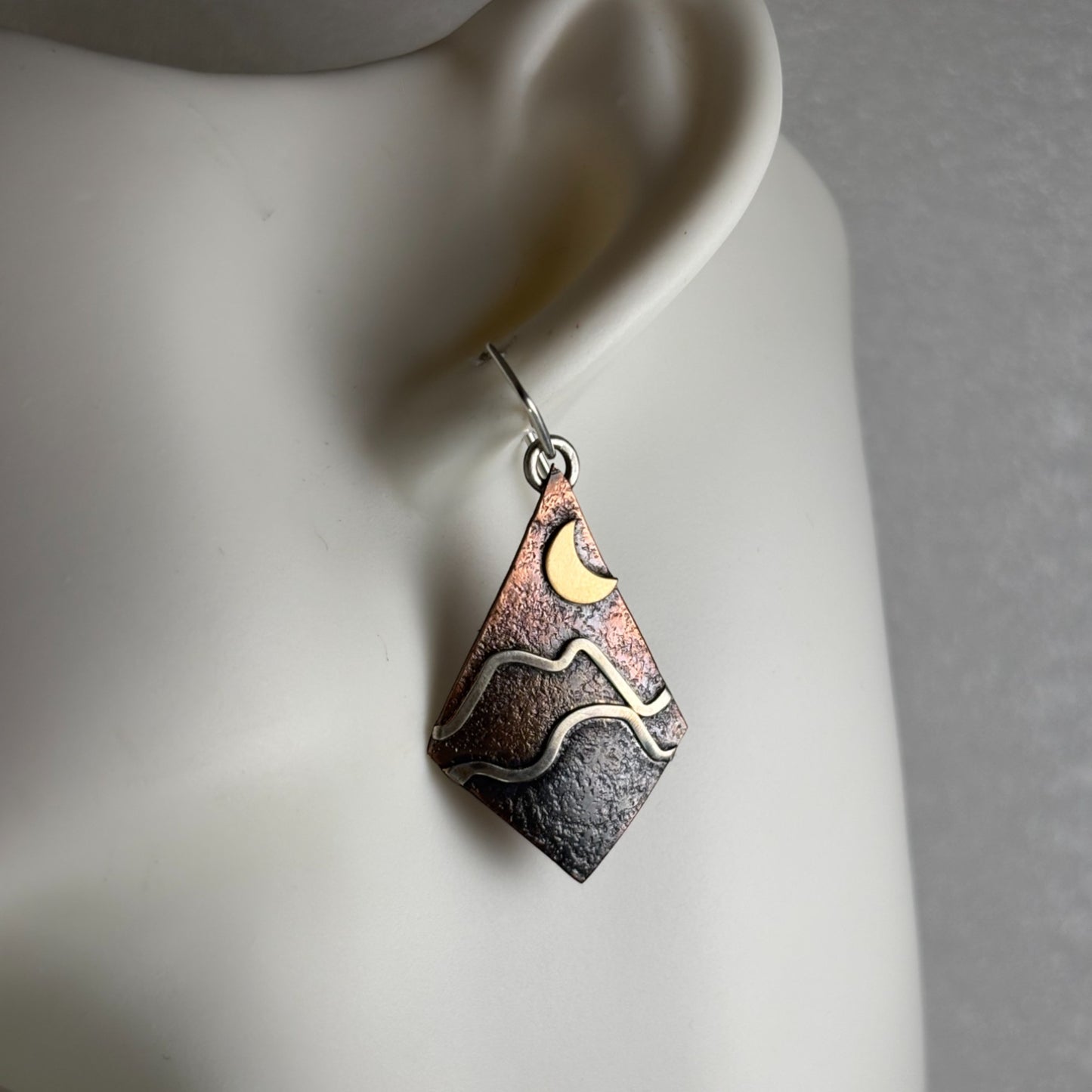 Moon over mountain earrings