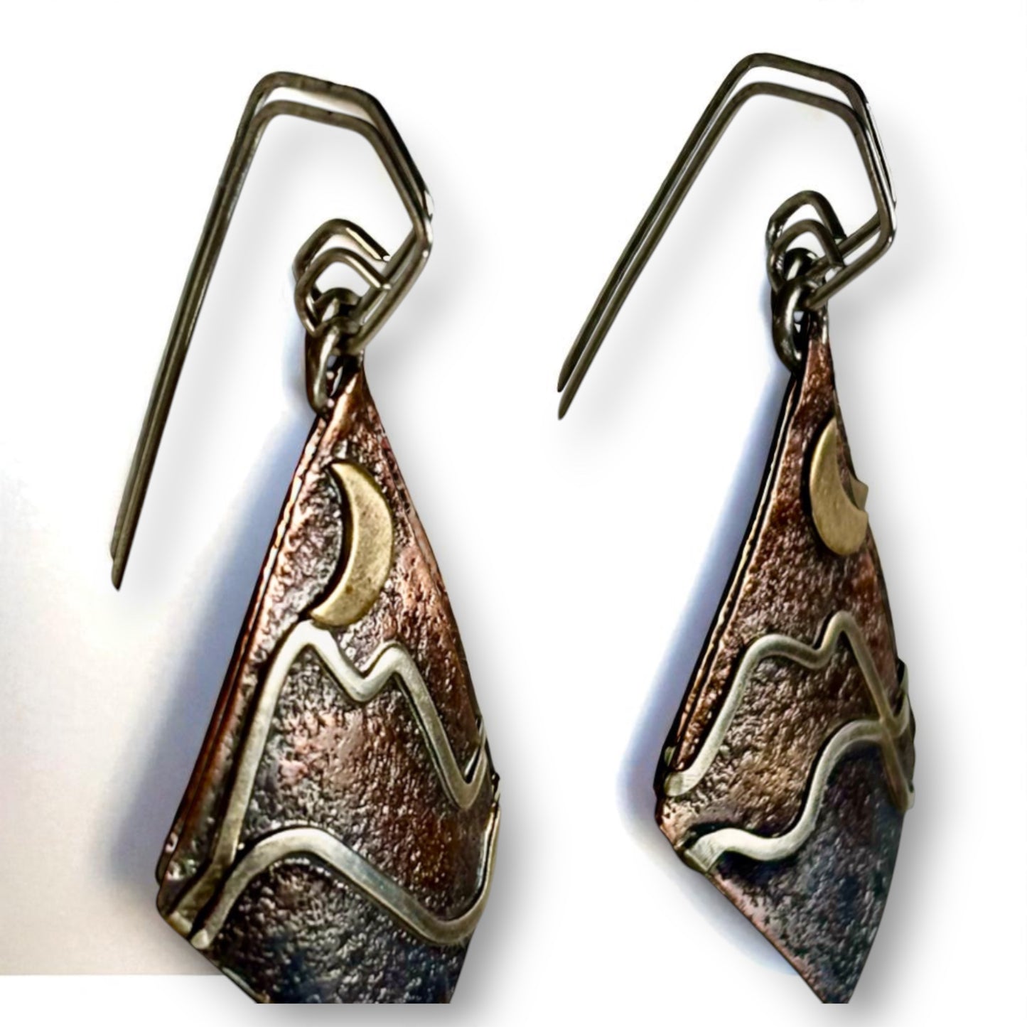 Moon over mountain earrings
